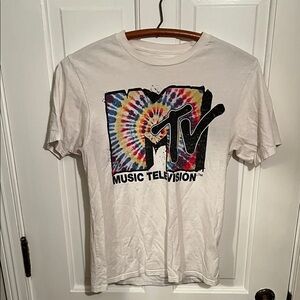 MTV Tie-Dye Logo White Tee